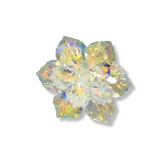 Radiant Irridecent Sparkling Crystal Petal Flower Brooch Pin - Picture 4 of 7